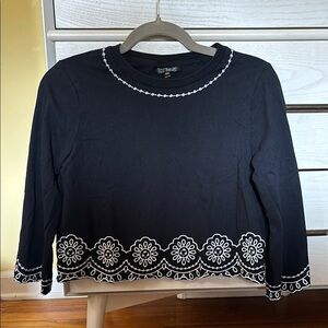 Topshop Black Cropped Embellished Top